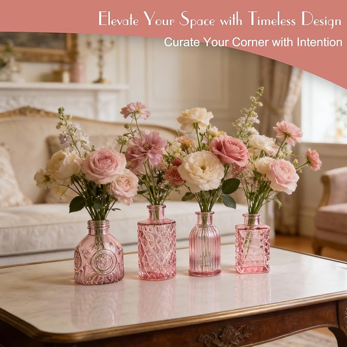 Petal Petite Small Pink Glass Bud Vase Set of 24 - Image 5