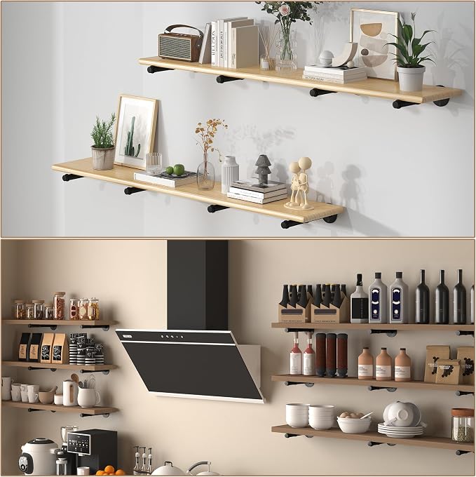 Industrial Pipe Shelf Brackets for 10 Inches Board, Heavy Duty Wall Mounted - Image 9