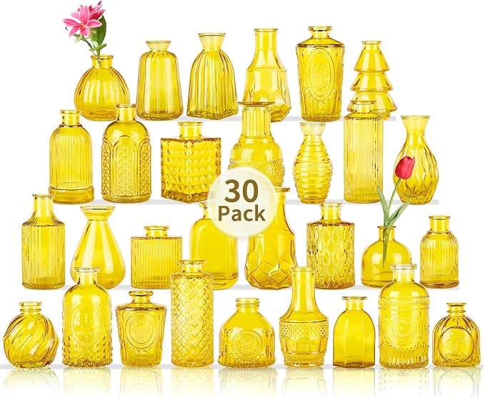 Mini Glass Bud Vases for Wedding & Bridal Shower Centerpieces, Versatile Glass by earthgadgets