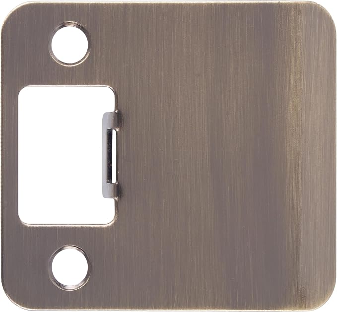 Round Corner Extended Lip Strike Plate, 2-1/4" x 2", Antique Brass by StoneHarborHardware