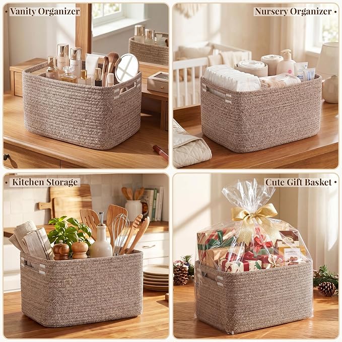 OIASKET 4Packs Natural Cotton Rope Storage Baskets - Image 8