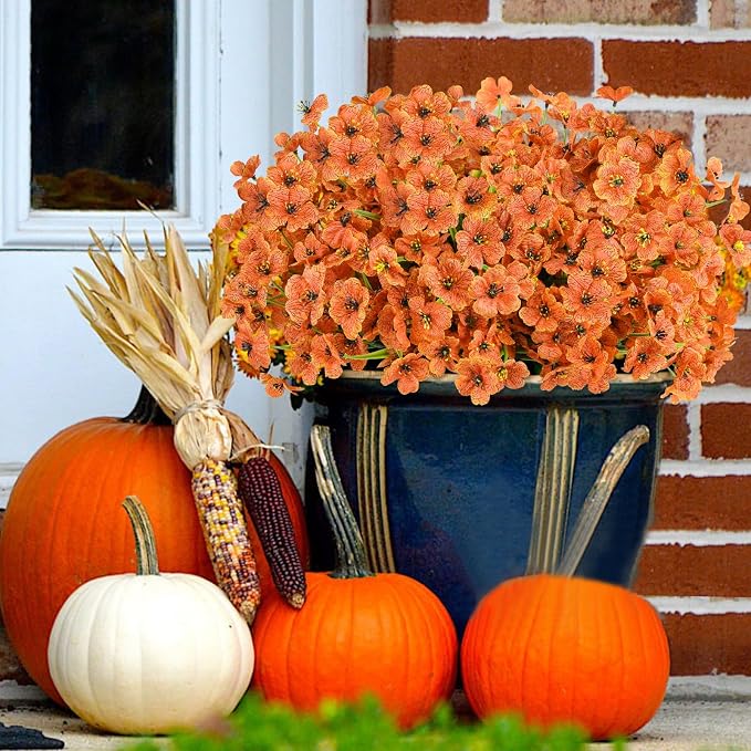 24PCS Artificial Fall Flowers for Outdoors, Fake Mums, Fall Decorations for - Image 5