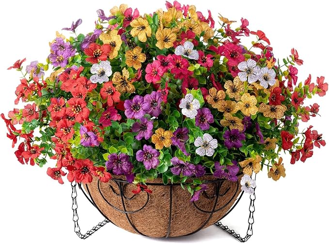 Artificial Faux Hanging Plants Flowers Basket - Image 7