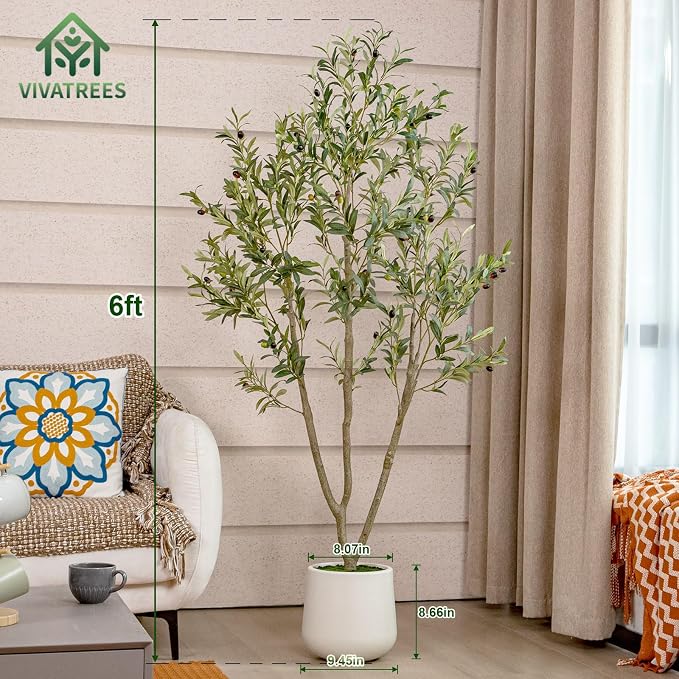 VIVATREES Olive Trees Artificial Indoor, 6FT Tall Faux Olive Tree - Image 2