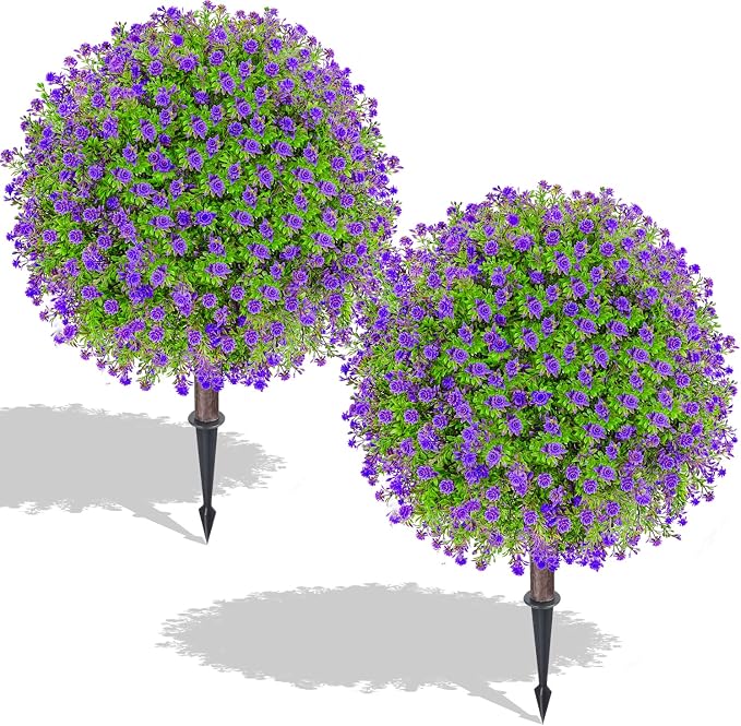 Artificial Purple Boxwood Topiary Ball Tree by Unknown