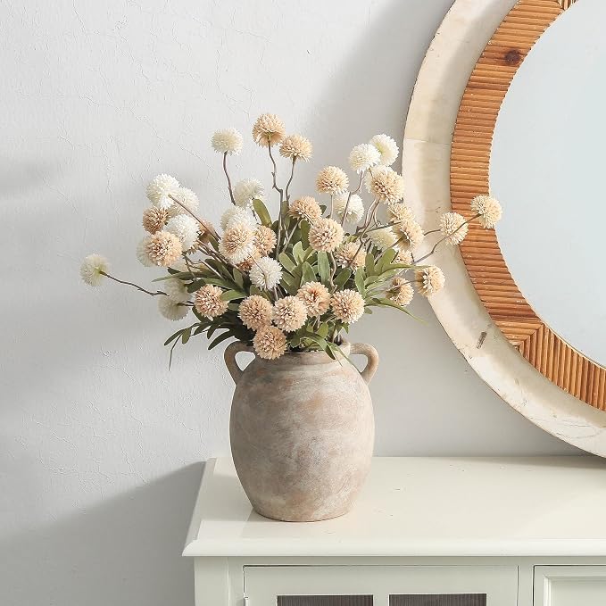 Dobbyby Ceramic Flower Vase 7.6 inch Farmhouse Rustic Vase Decorative Pottery - Image 5