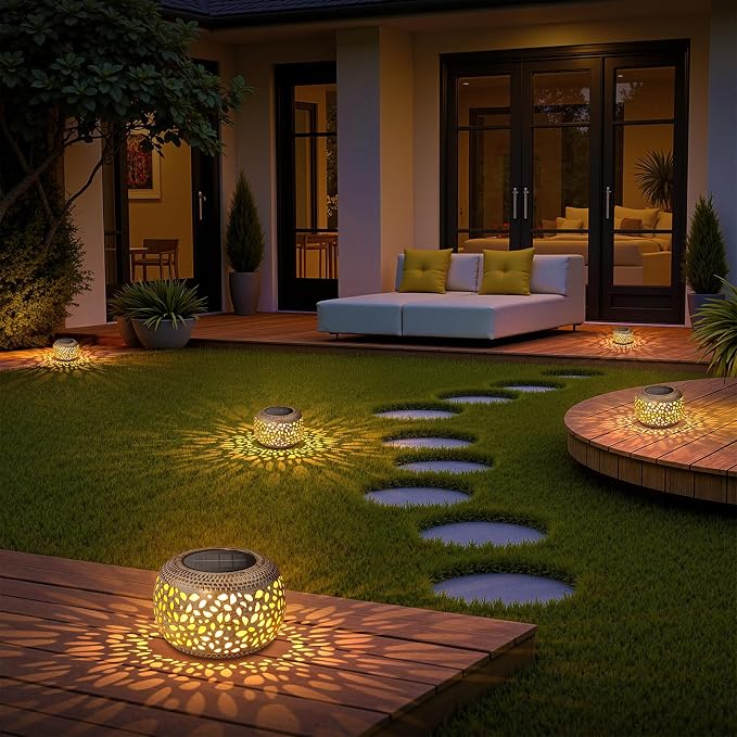Solar Lanterns Outdoor Waterproof: 2 Pack Hollowed-Out Retro Metal Lantern - Image 7