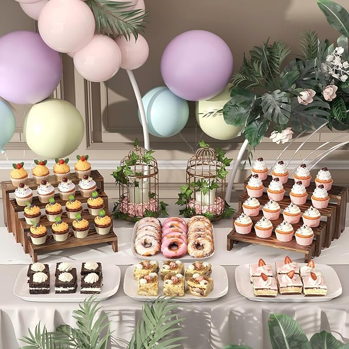 4 Set Wooden Tiered Risers Display Stands - Image 2