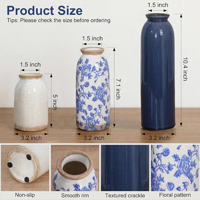 Vintage Ceramic Vase Set of 3 - Image 2