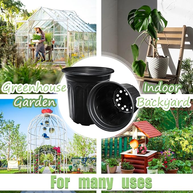 Jgalnim 60 Pack 1 Gallon Nursery Plant Pots, Thickened Flexible Plastic - Image 4
