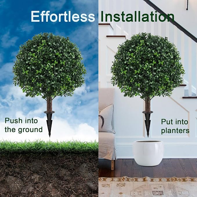 Chillchard 2 Pack UV Resistant Artificial Boxwood Plants Outdoor Topiary | - Image 4
