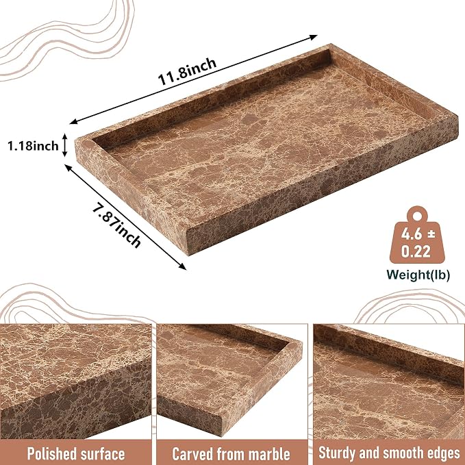 Marble Bathroom Tray, Pure Natural Vanity Tray | Marble Tray - Image 2