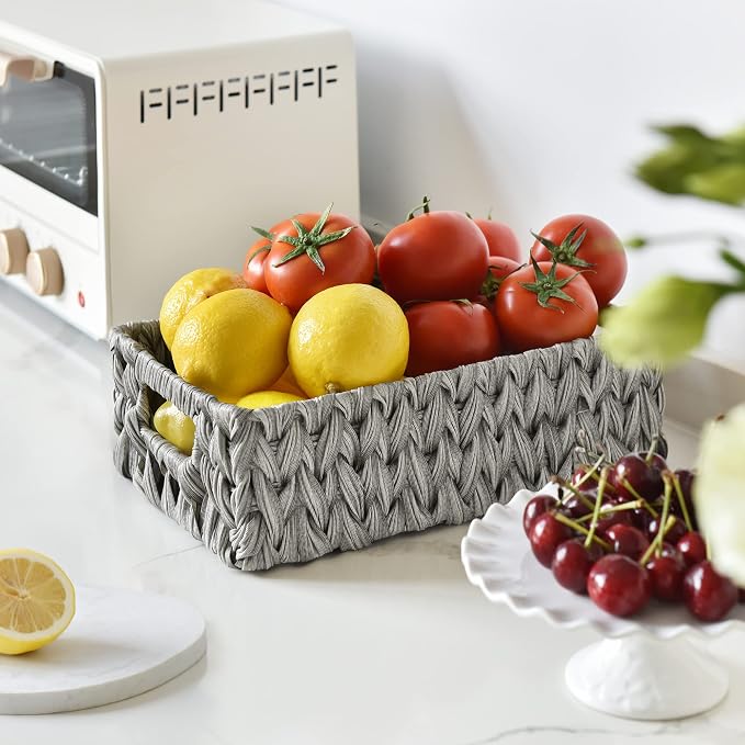 GRANNY SAYS Wicker Baskets for Storage, Waterproof Gray Baskets, Plastic - Image 2