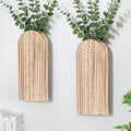 Handmade Wooden Wall Vases Set of 2 by Unknown