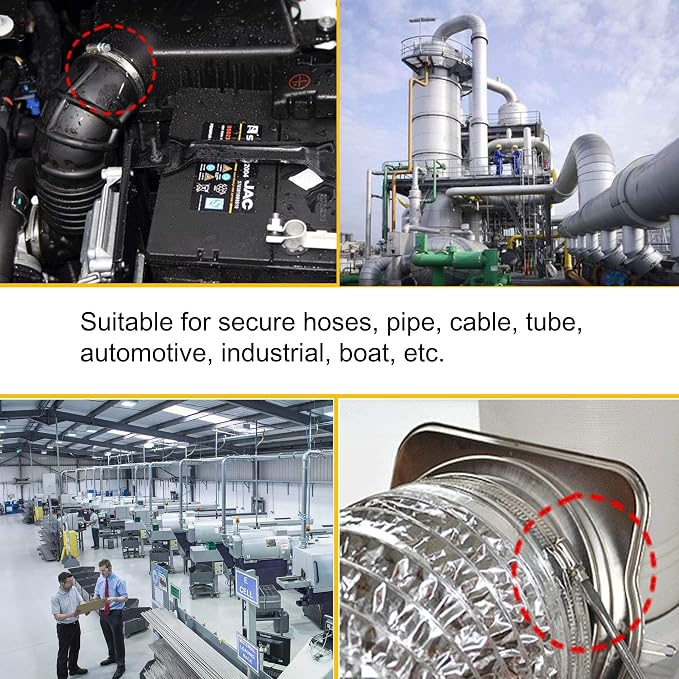 2Pcs 12 Inch Adjustable 304 Stainless Steel Duct Clamps Hose Clamp | Rust-Proof - Image 7