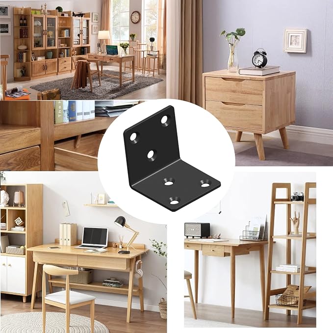 Black Stainless Steel Shelf Bracket, Joint Right Angle Bracket, L Shape Heavy - Image 4