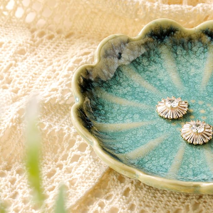 Lotus Ring Holder Dish Small Indoor Ash Tray, Ceramic Dessert Plate Trinket - Image 2