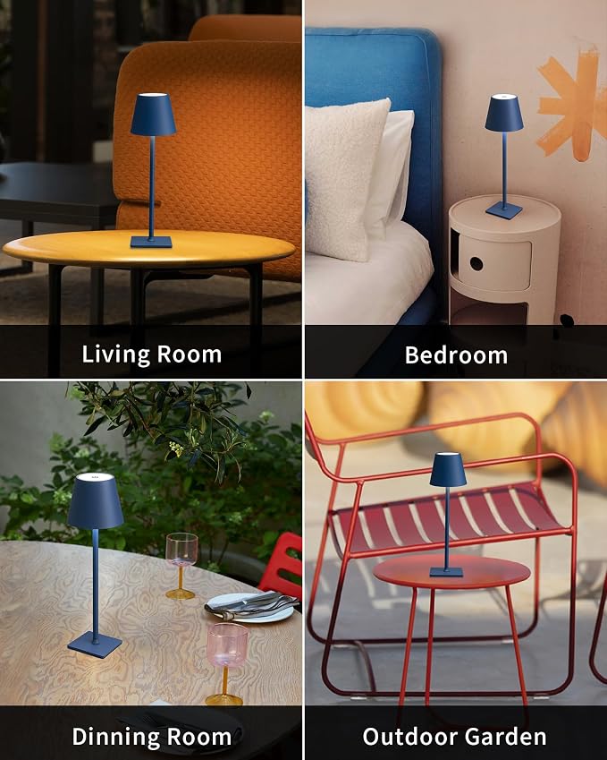 KDG 2 Pack Cordless Blue Table Lamps, Rechargeable Portable LED Desk Lamps | - Image 6