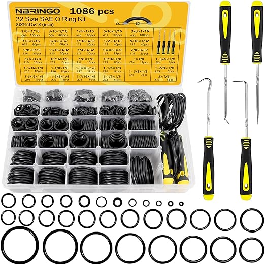 1086 PCS O-Rings Assortment Kit by NBRINGO