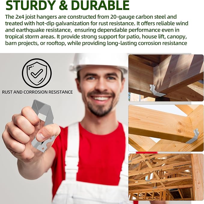 Calvana 2x4 Brackets for Wood, Joist Hangers, Rafter Brackets, Versatile Rafter - Image 6