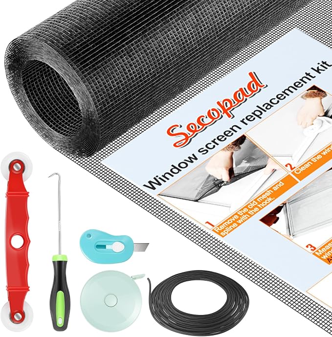 Secopad Window Screen and Screen Door Mesh Repair Kit, 39in x 118in | by Secopad