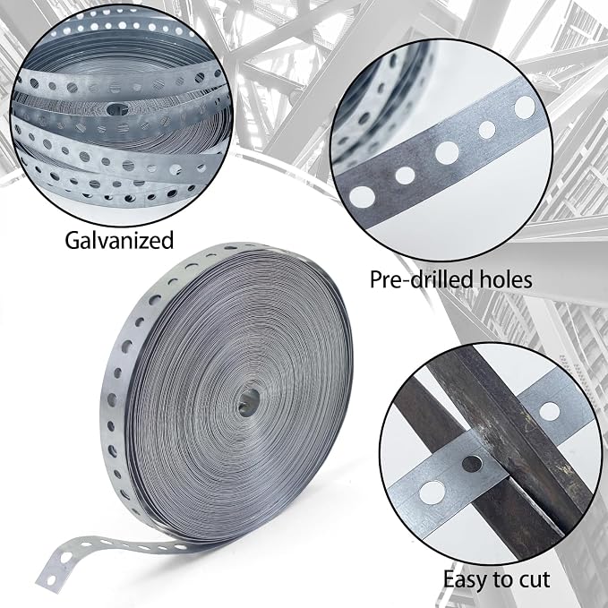 Galvanized Metal Pipe Strap 0.7-Inch x 100-Feet 28-Ga. Pipe Hanger Strap - Image 3