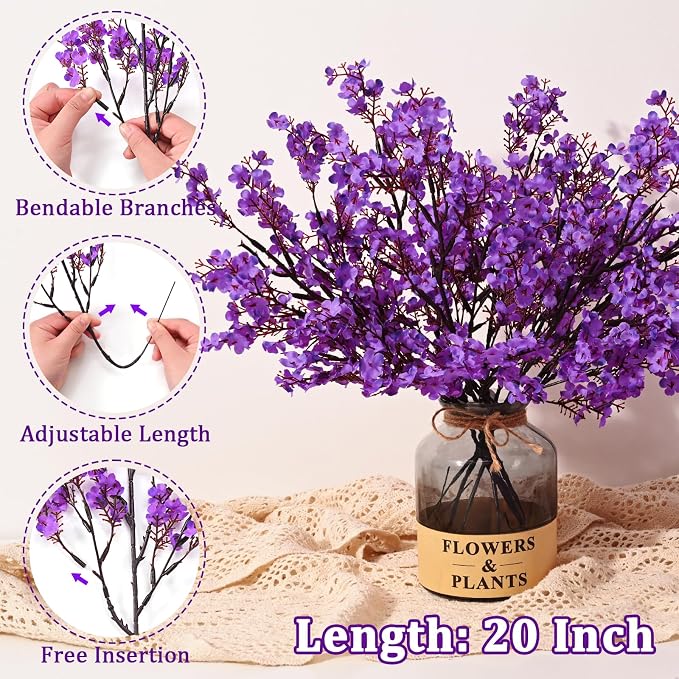 15 Pcs Fake Flowers, Real Touch Babys Breath Artificial Flowers, Full Baby - Image 3