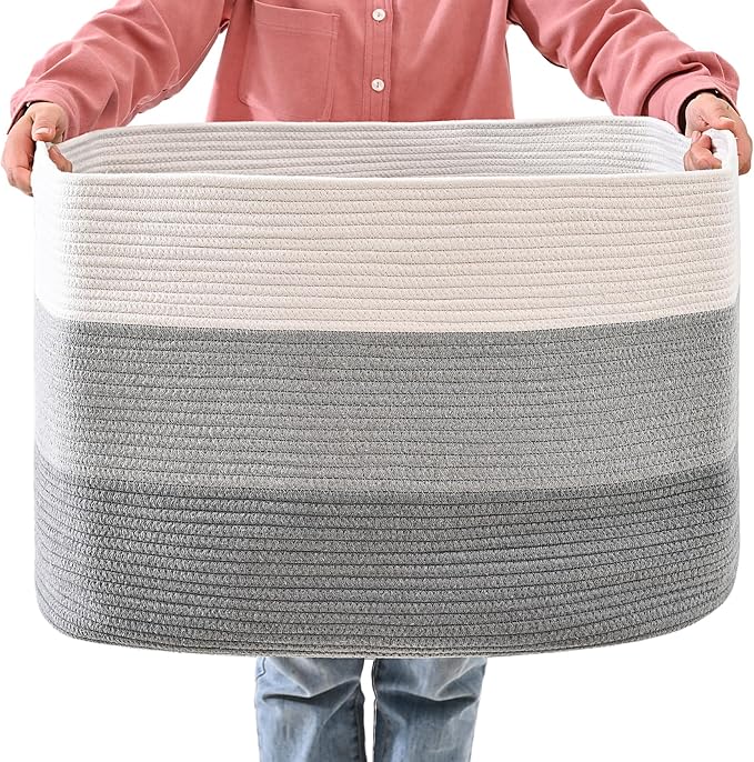 ICERZCZ Extra Large Blanket Basket Living Room, Rectangle Storage Basket by ICERZCZ