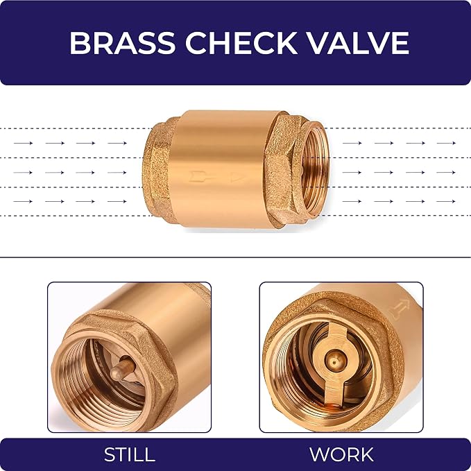 Lakesstory Brass 1/2" NPT Female One Way Check Valve, 0.5" Inch Float, - Image 3