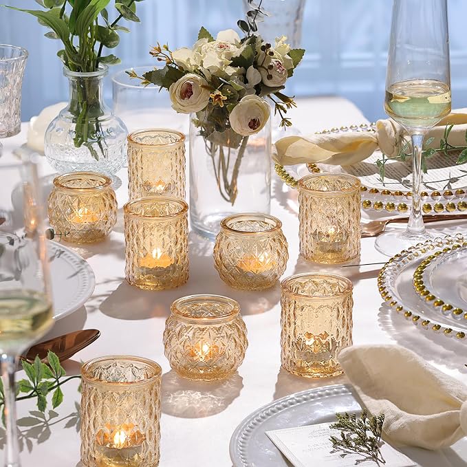 NITIME 36 Pcs Assorted Gold Votive Candle Holders, Tea Light Candle Holder Glass - Image 3