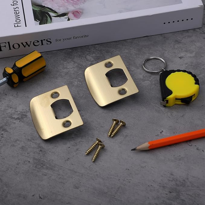2Pcs Door Strike Plate Door Latch Plate Brass Univeral Strike Plates - Image 6