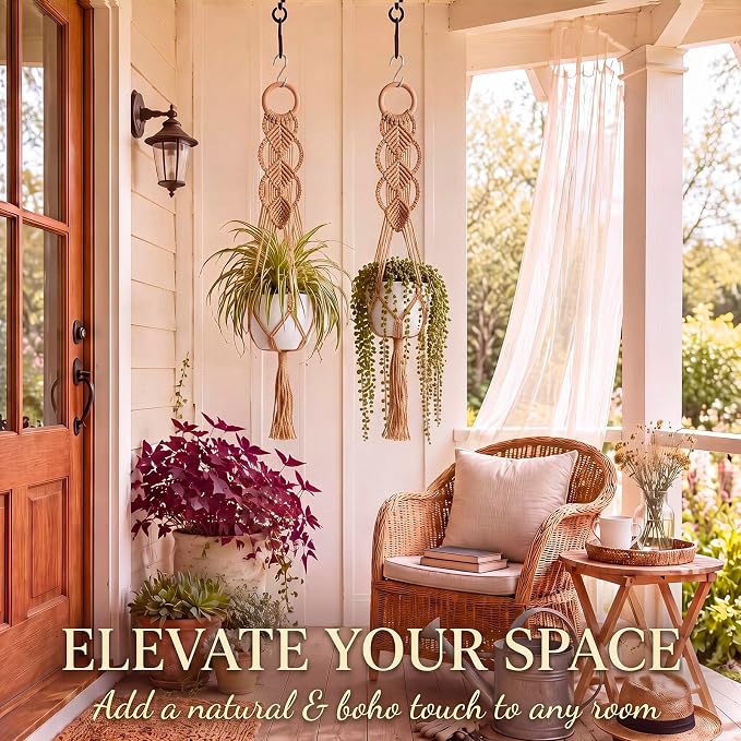 Shappy 2 Pack Boho Macrame Plant Hanger - Image 4