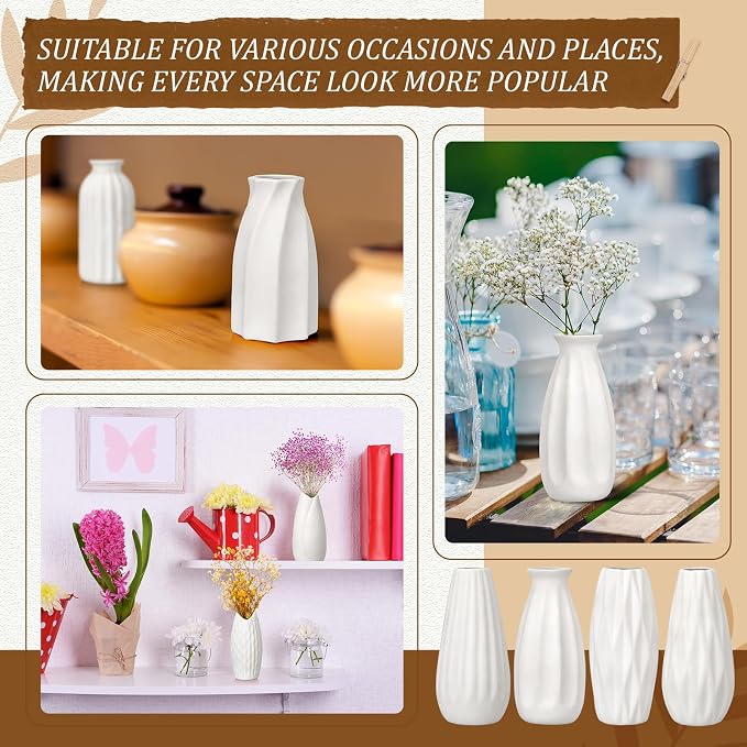 Yaomiao 5'' Small White Ceramic Bud Vases Bulk Set of 24 | Mini Flower Vase Bulk - Image 5