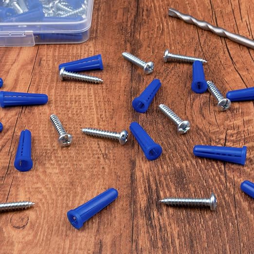 #10-12 Wall Anchors and Screws Kit, 110 Plastic Concrete Anchors and 110 Wood - Image 6