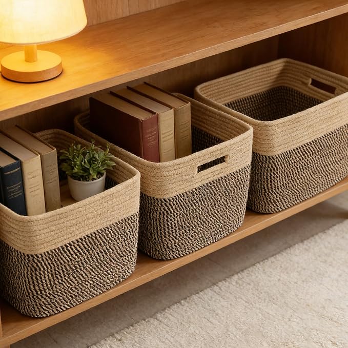 3 Pack Woven Baskets, Storage Baskets - Image 6
