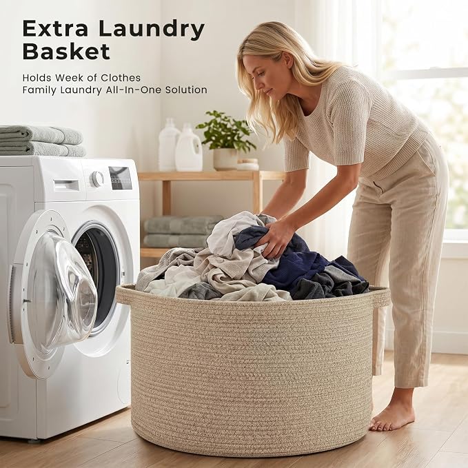 OIAHOMY 90L Extra Large Blanket Basket - Image 6