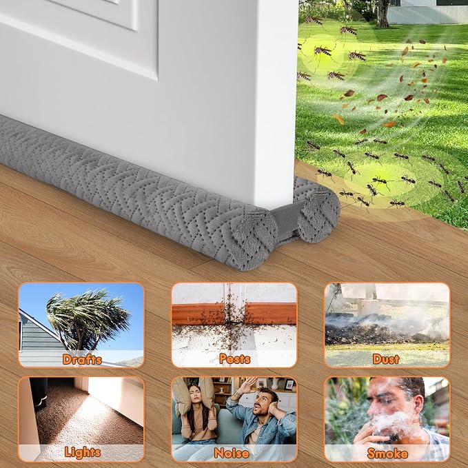 2 Pcs Premium Velvet Under Door Draft Stopper, Dust & Noise - Image 2