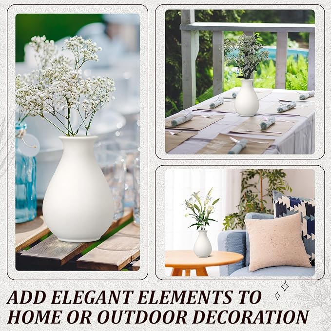 Tioncy 15 Pack White Ceramic Bud Vases Bulk Boho Small Flower Vase White - Image 4