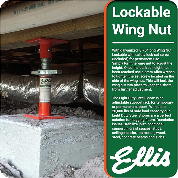Ellis Manufacturing Light-Duty Steel, Construction Jack Post, Floor Leveling - Image 7