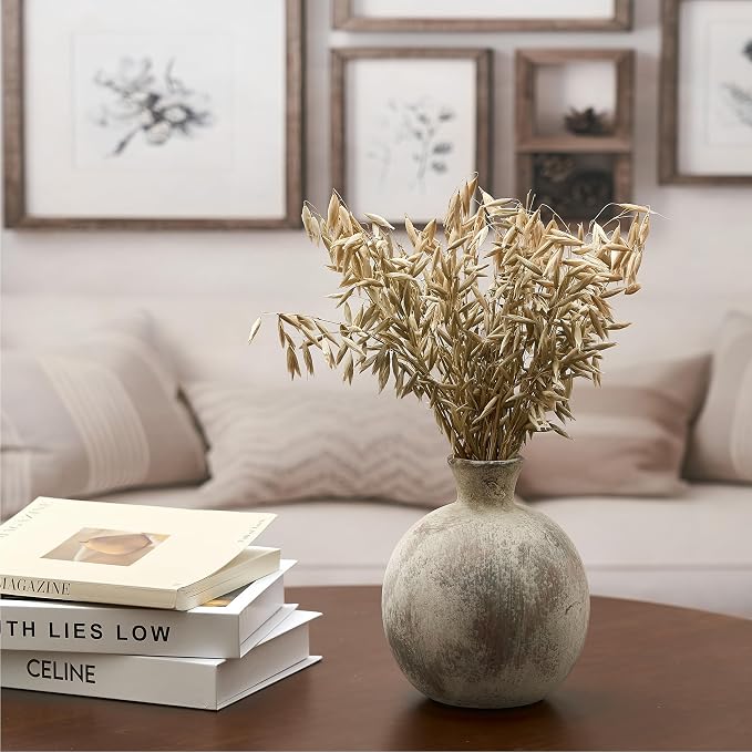 6.38" Ceramic Vase for Home Decor, Decorative Terracotta Farmhouse Rustic Vases - Image 4