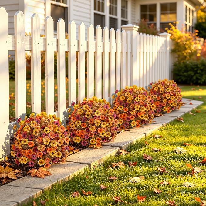4Pcs Artificial Fall Ball Flowers - Image 3