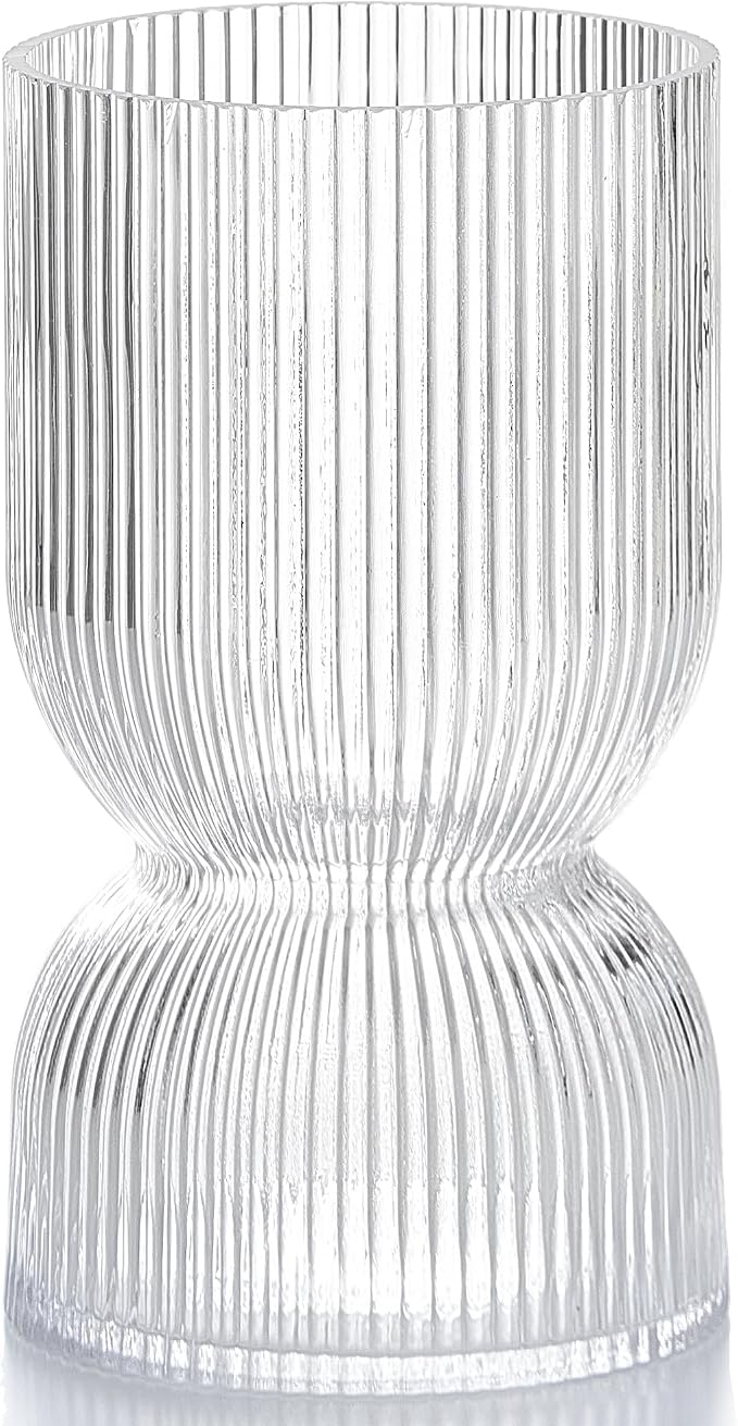 7.5 inch Vase for Flowers, Hourglass Bud Flower Vase for Bookshelf, Dinner Table by TIMEFOTO