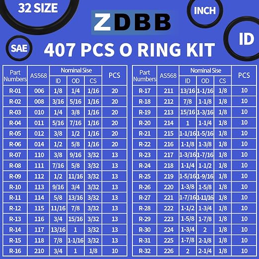 ZDBB 826 Pcs Universal Rubber O Ring Assortment Kit in Inch Standard SAE - Image 5