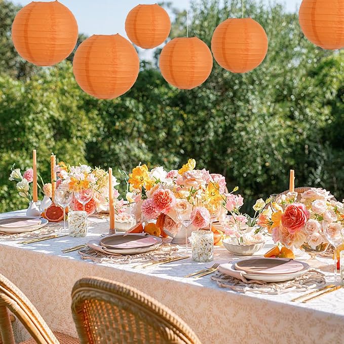 BEISHIDA 12 Inch Orange Paper Lanterns 6Packs Hanging Round Chinese Lantern | - Image 5