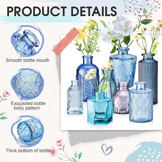 Yaomiao 30 Pcs Glass Bud Vases Centerpieces, Mini Colored Flower Vase - Image 4