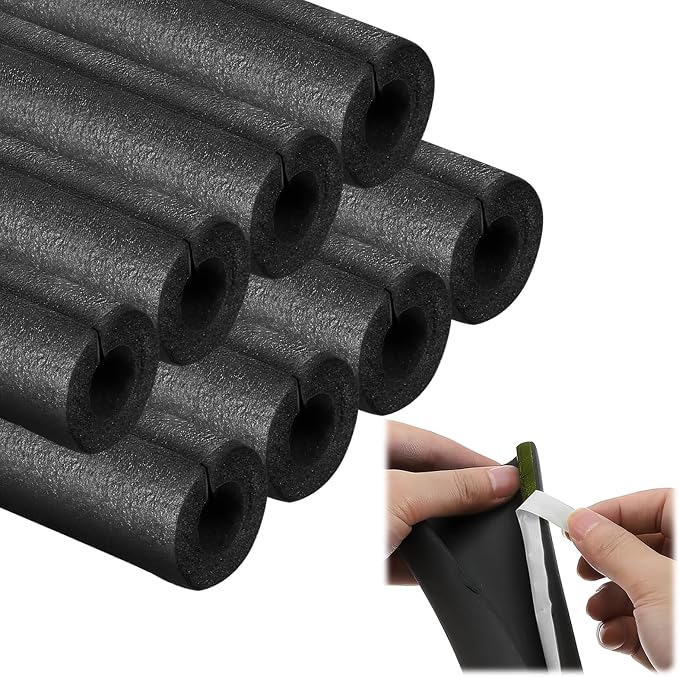 8 Pack Pipe Insulation Foam Tube, 3/4'' Self Adhesive Pre Slit Foam Pipe Covers by FUYITE