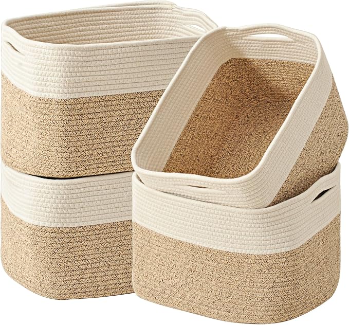 ICERZCZ Storage Baskets for Organizing & Shelves, Woven Cotton Rope by ICERZCZ