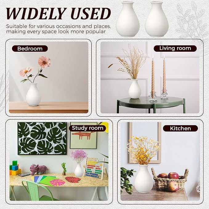 Tioncy 15 Pack White Ceramic Bud Vases Bulk Boho Small Flower Vase White - Image 6