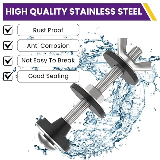 4 Pcs Universal Toilet Tank to Bowl Bolts Kit, Heavy Duty Stainless Steel - Image 3
