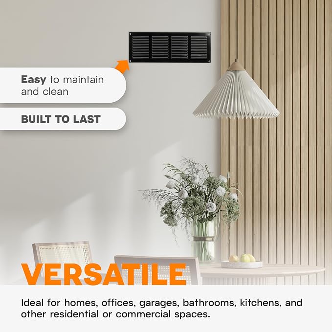 16 x 6 Inch Black Galvanized Steel Return Air Register Vent Cover, AC Vent Cover - Image 5